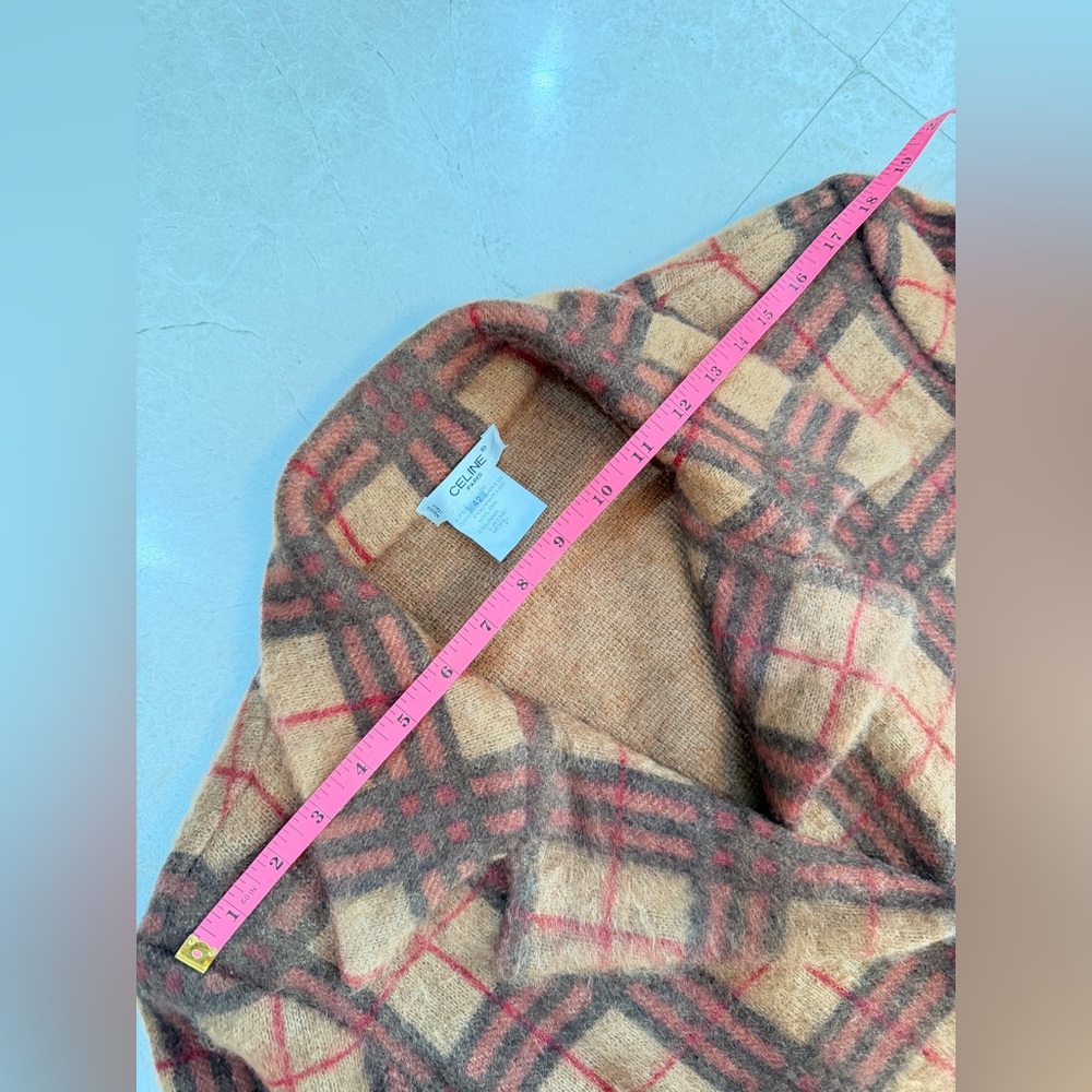 Vintage Celine Paris Plaid Wool Blend Jacket / Cardigan - Picture 8 of 12